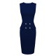 2PCS  Button Work Pencil Dress