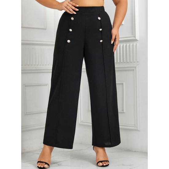 Plus Size  High Waisted Double Breasted Suit Pants