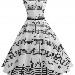 White  Music Note Swing Dress