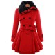 Christmas Fur Collar Waisted Woolen Coat