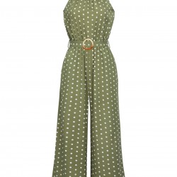  Polka Dot Belt Jumpsuit