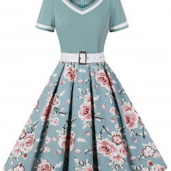  Floral Patchwork Swing Dress