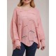 Plus Size  Round Neck Cutout Sweater