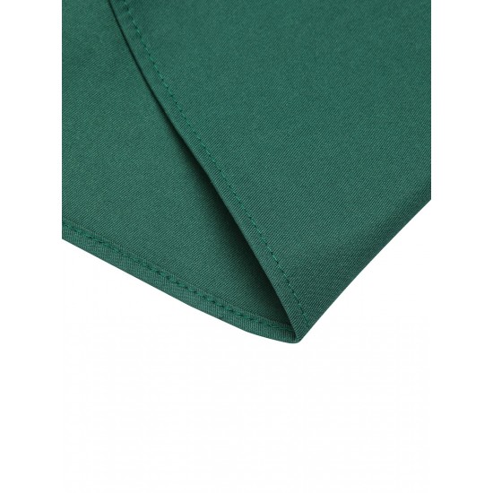 Green  Solid Pleated Skirts