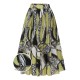 Green & Black  Patterned Pleated Midi Skirt