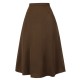 Coffee  High Waist Solid Skirt