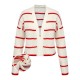 Red & White  Stripe Knitted Cardigan