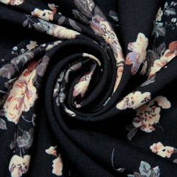 Black  Antique Floral Wide-Leg Pants