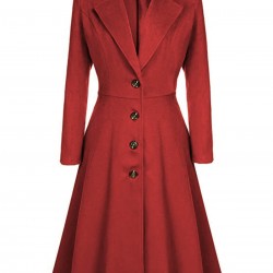  Solid Lapel Long Sleeve Coat