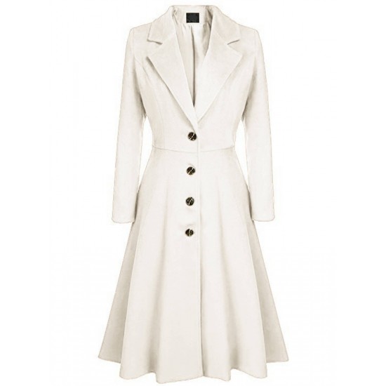  Solid Lapel Long Sleeve Coat