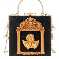 Black  Angel Pearl Chain Ladies Square Bags