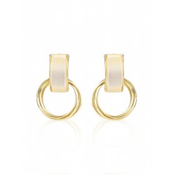 Vintage Alloy Ring Agate Stud Earrings