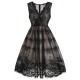 Black  Lace Floral Swing Dress