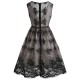 Black  Lace Floral Swing Dress