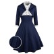 2PCS Navy  Polka Dot Swing Dress