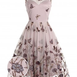 Purple  Butterfly Lace Swing Dress