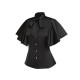 Black  Solid Ruffled-Sleeve Blouse