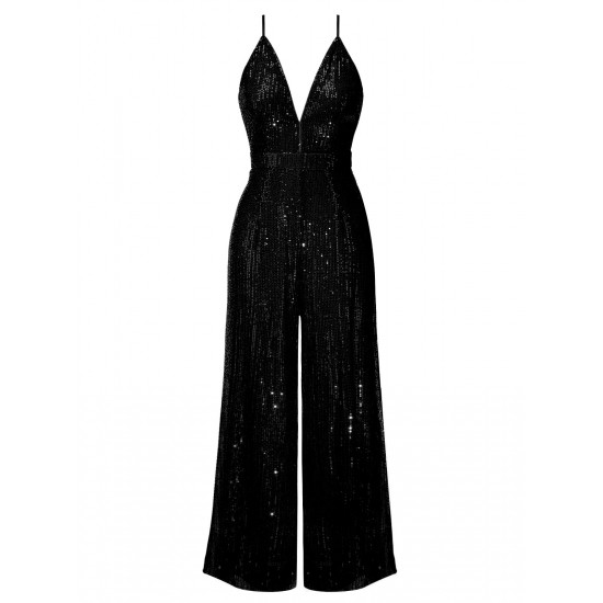 Solid Shiny Slip Vintage Jumpsuit