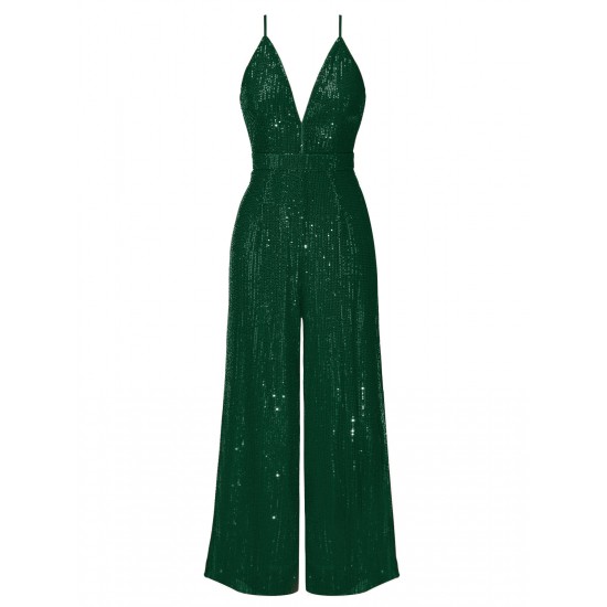 Solid Shiny Slip Vintage Jumpsuit