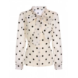 Beige  Polka Dot Bow Blouse