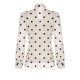 Beige  Polka Dot Bow Blouse