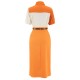  2PCS Vintage Orange Shirt & Slit Skirt