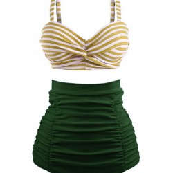  Striped Colorblock Vintage Bikini Set