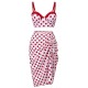 Red  Polka Dot Pleated Swimsuit