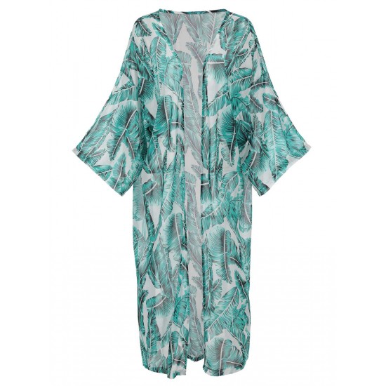 Green  Chiffon Floral Cover Up