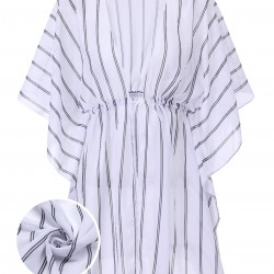  Striped Beach Sun Chiffon Blouse Cover-Up