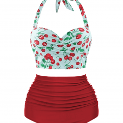  Red Cherry Halter Swimsuit