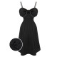 Black  Bowknot Strap Sleepwear