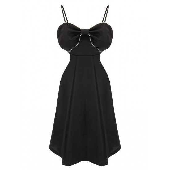 Black  Bowknot Strap Sleepwear