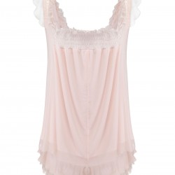 Pink  Ruffle Neck Short Pajamas