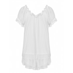 White  Sweetheart Collar Short Pajamas