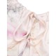 White  V-Neck Ruffles Floral Lace Sleepwear