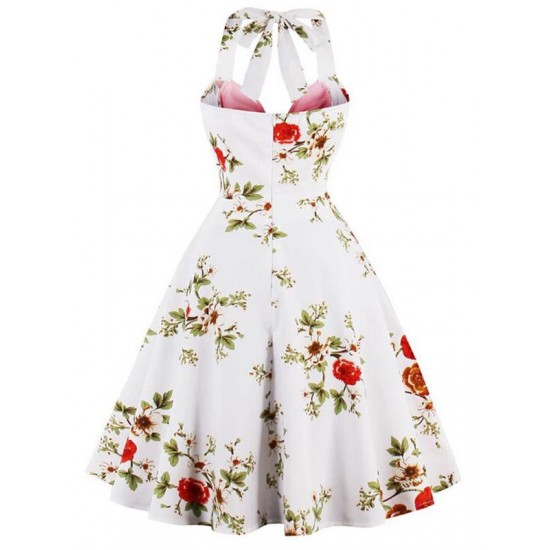  Halter Floral Swing Dress